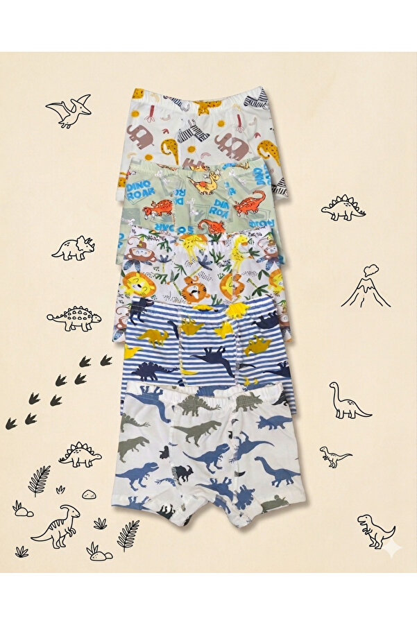 MADALİNA Erkek Çocuk %95 Pamuklu 5'li Uzay Desenli Boxer