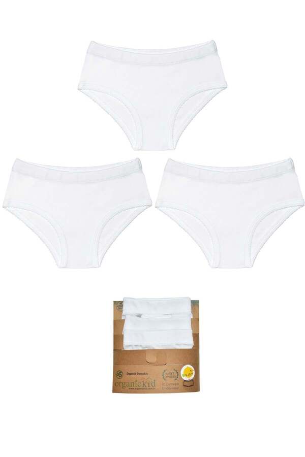 OrganicKid Basic Beyaz Kız Çocuk İç Çamaşır Set 3'lü