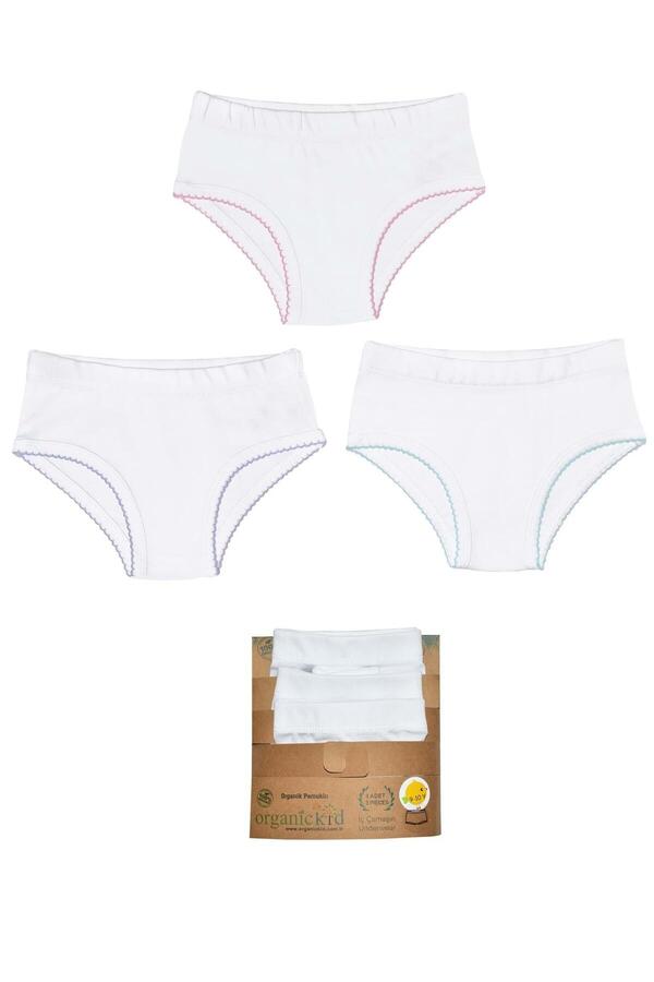 OrganicKid Soft Beyaz Kız Çocuk İç Çamaşır Set 3'lü