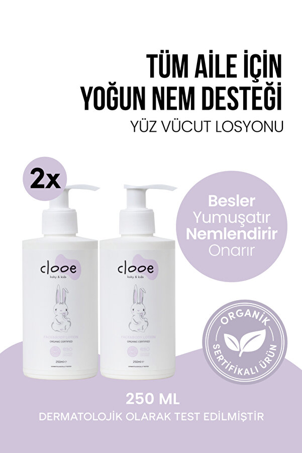 clooe Organik Bebek Losyonu - 2’li Fırsat Paketi (ARGAN YAĞI & ZEYTİNYAĞI, YENİDOĞAN IÇİN UYGUN)