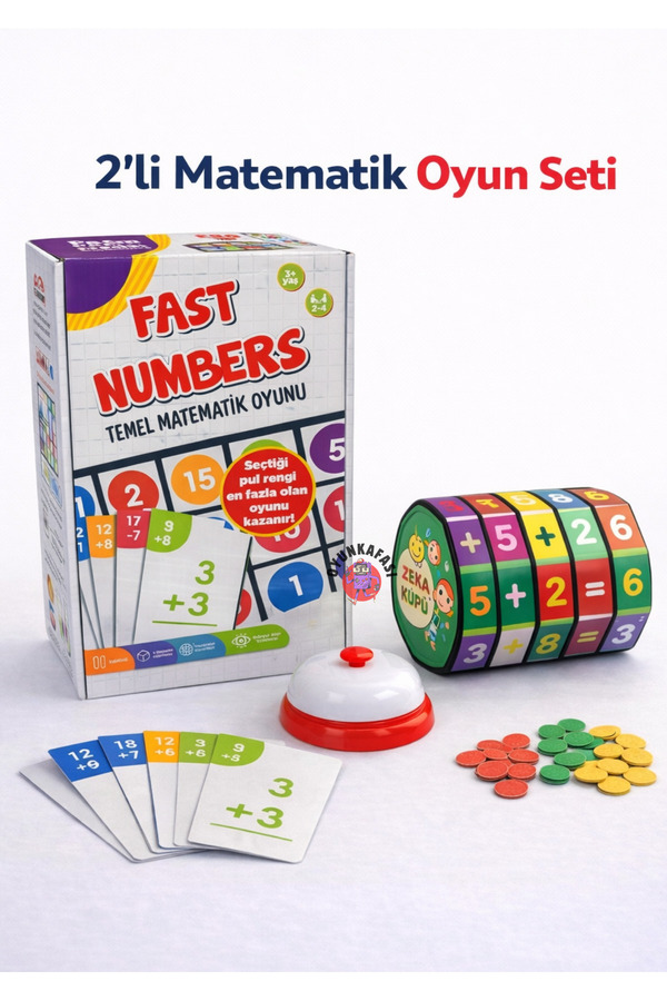 OYUNKAFASI 2’li Matematik Oyun Seti – Fast Numbers + Matematik Küpü Eğitici Zeka Geliştirici Çocuk Oyunu