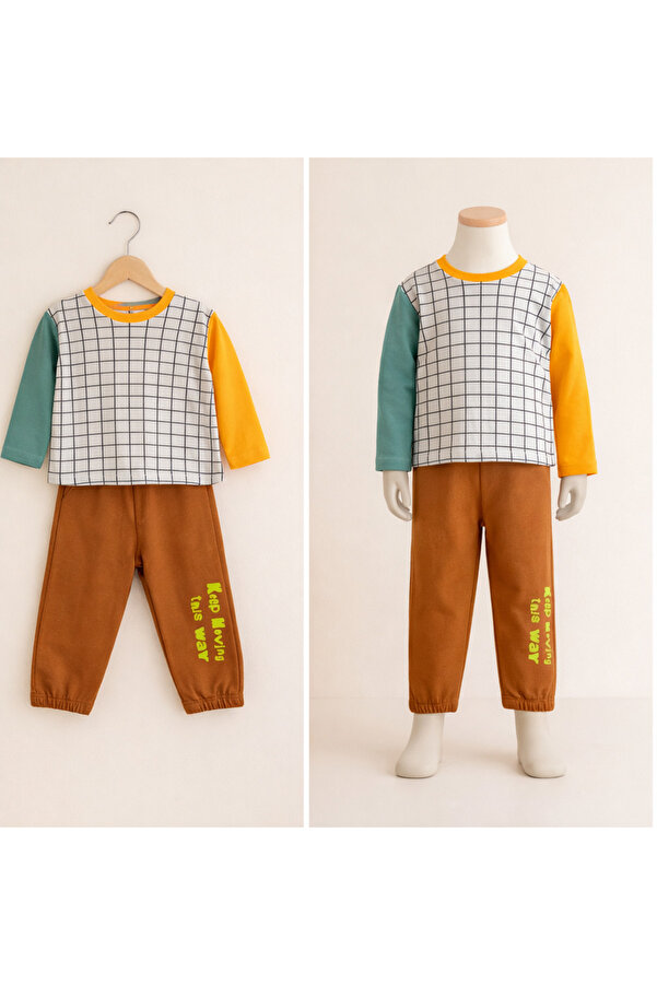 vinezza Renkli Baskılı 1. Kalite Pamuklu Erkek Bebek Takımı