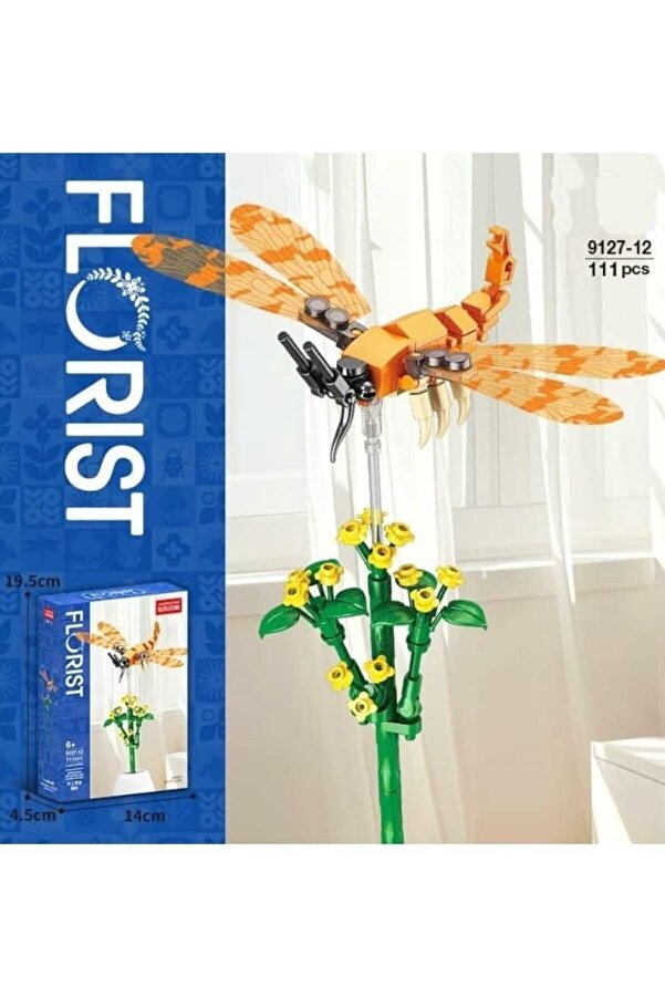 Oyunsal Yapraklar Üzerinde Altın Akrep Böceği 111 Parça Yapı Blok Seti -Eğitici ve Dekoratif Yapım Oyuncağı