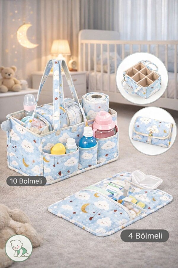 MorBebe Anne Bebek Bakım Çantası Organizeri I Taşınabilir Bakım Çantası 2 li Set