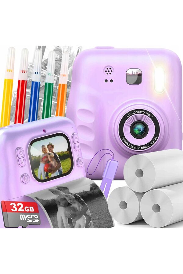 WiderMarkt Anında Baskı Kamera - Printer Kamera 2.0 IPS Ekran / Fotoğraf ve Video Çekme / Eğitici Oyuncak