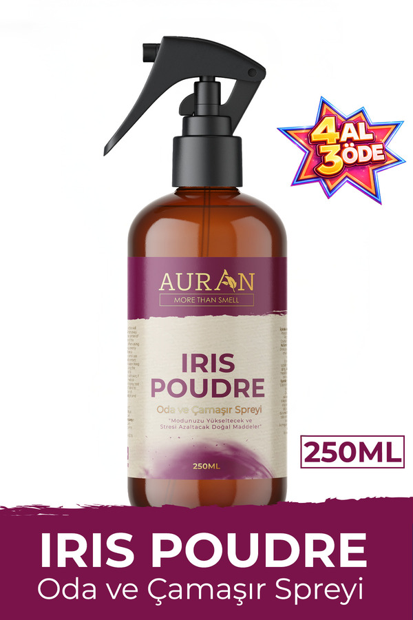 AURAN İris Pudra Parfümlü Oda Ve Çamaşır Spreyi Ortam Ve Kumaş Kokusu Iris Poudre Room Spray 250ml