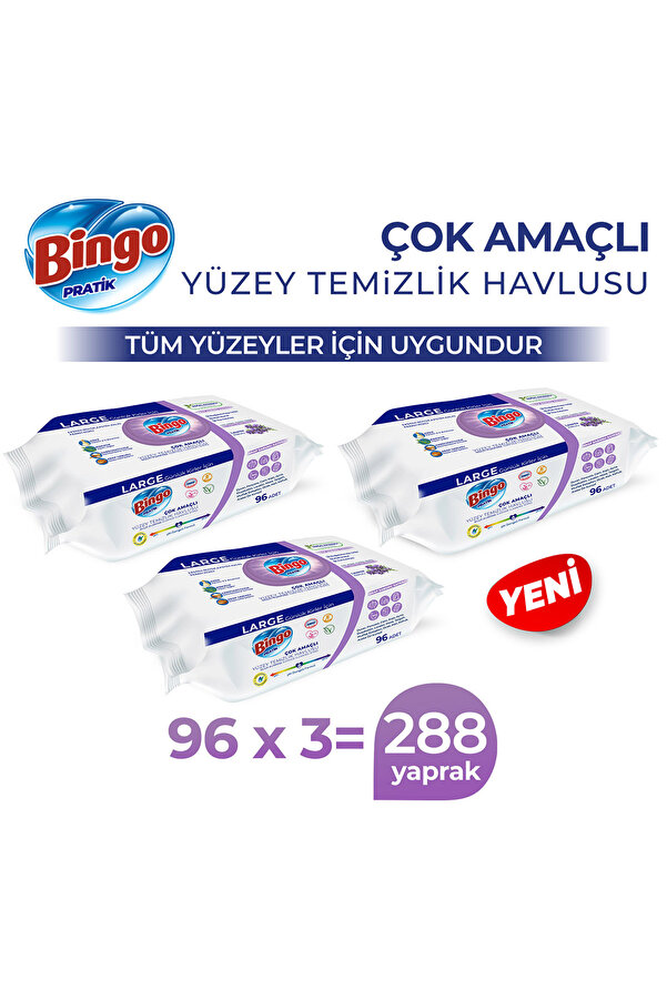 Bingo Yüzey Temizlik Havlusu Large Lavanta 96x3 (288 YAPRAK)
