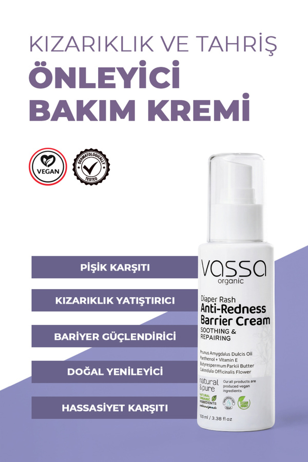 Vassa Pişik, Kızarıklık ve Tahriş Karşıtı Yatıştırıcı Onarıcı Bakım Kremi – Pişik Önleyici Krem 100 ml