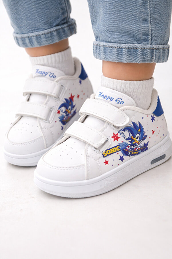 ALTUNTAŞ Erkek Çocuk Güblük Sneaker Sonic Baskılı Spor Ayakkabı Beyaz