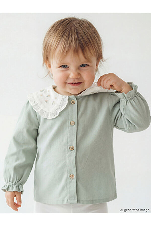 LC Waikiki RMZ GİYİM FARKIYLA Bebe Roba Yaka Nakışlı Kız Bebek Gömlek