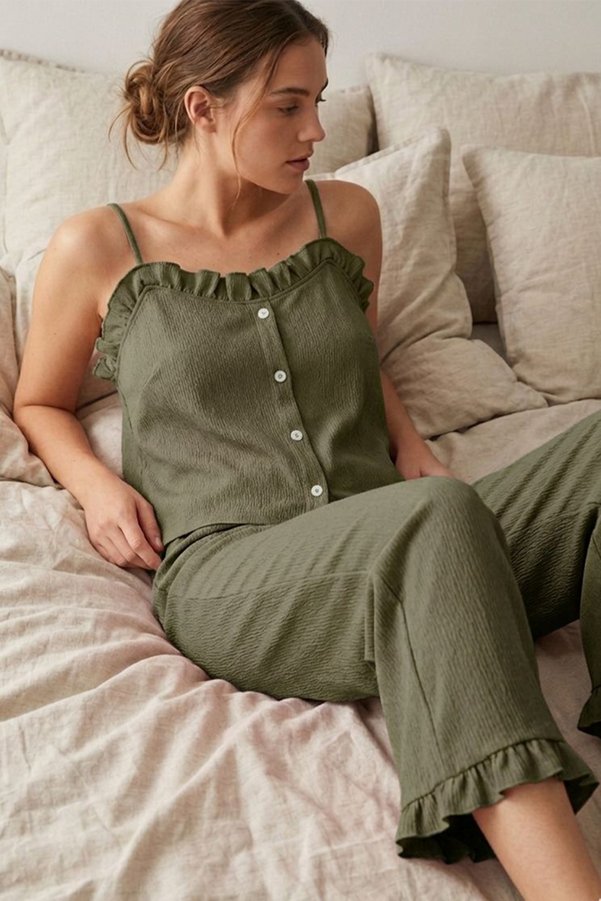FİT WOMEN Ruffle Detailed Rope Strap Pajama Set 4581
