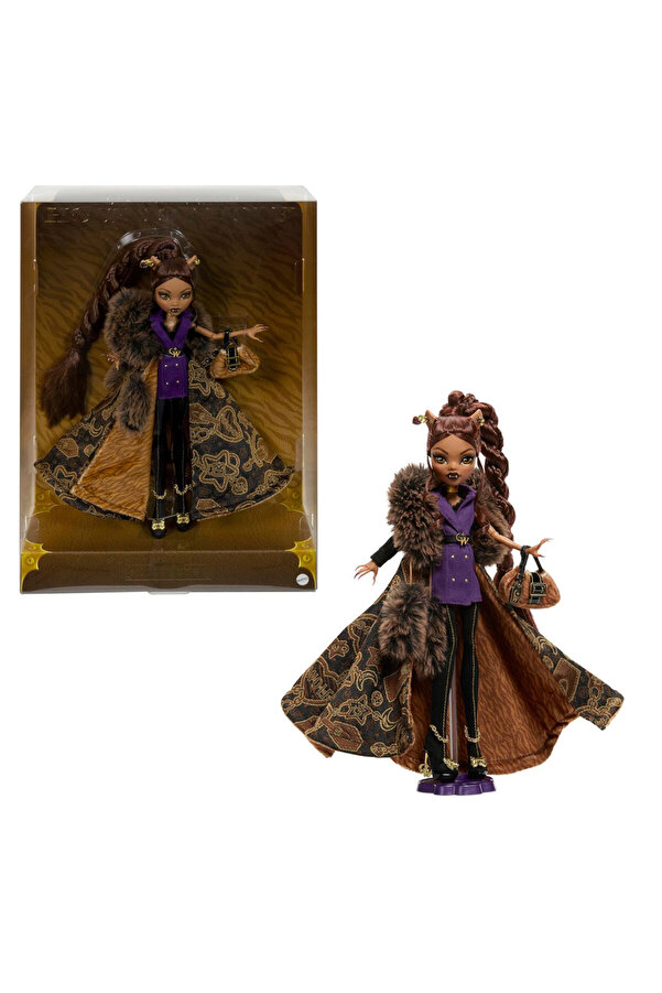 MONSTER HIGH Clawdeen Wolf House of Wolf bebek, Şık kabanı ve özel aksesuarlarıyla JDR66