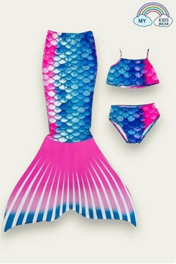 RAPAPA Kız Çocuk Deniz Kızı Mayo Kostüm Mavi 0405-0