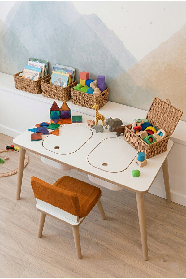 POFİTTO Montessori Çocuk Masası - Oyun Masası - Aktivite Masası - Çalışma Masası - Etkinlik Masası
