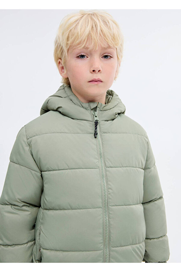 MANGO Baby Kapüşonlu uzun kapitone anorak