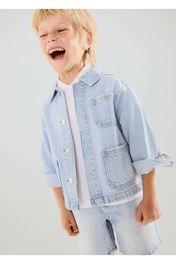 MANGO Baby Kürk yakalı denim mont