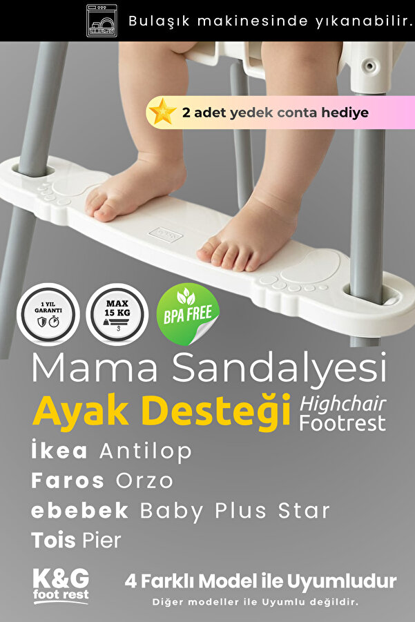 K&G foot rest Mama Sandalyesi Ayak Koyma Dayama Desteği