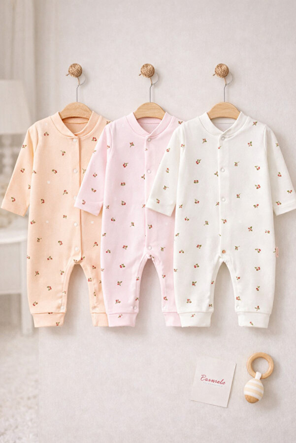 Bamoola %100 Pamuk Lale Desenli 3'lü Tulum