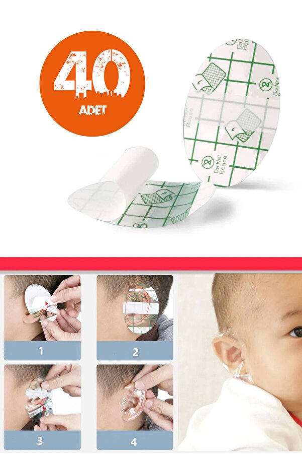 Tor Store 40'lı Su Şampuan Sabun Geçirmez Bebek Çocuk Kulak Koruyucu Bant Banyo Havuz Yüzme Duş Kulak Bandı