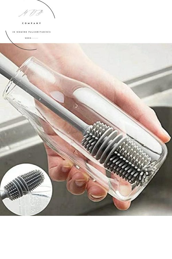 FORSEİ LUCA Biberon Temizleme Fırçası Silikon Süt Şişe Yıkama Fırçası Uzun Saplı