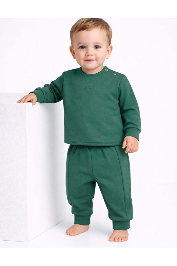OrganicKid Mix Bebek Koyu Yeşil Eşofman Takımı