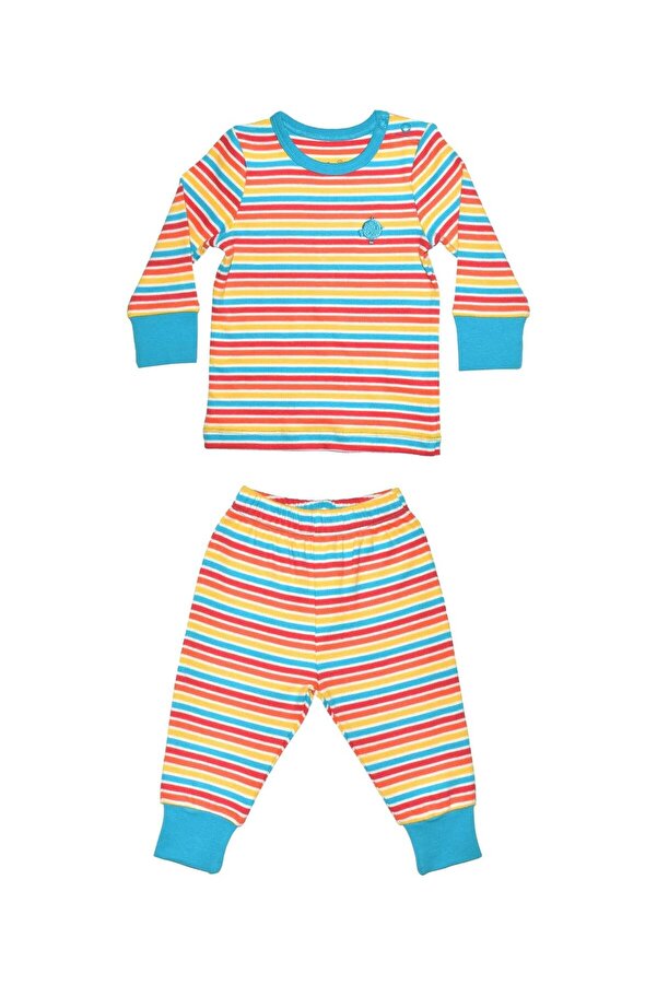 OrganicKid Sunshine Bebek Renkli Çizgili Pijama Takımı