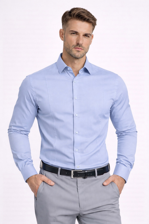 COLVIS MAN Men's Cotton Satin Slim Fit Long Sleeve Classic Office and Formal Wear Shirt