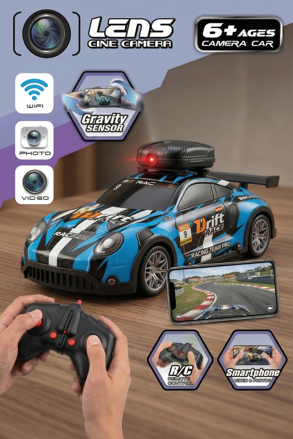 TUENGİ STORE Wi-Fi Kameralı Uzaktan Kumandalı Drift Araba - Kırılmaz Esnek Gövdeli Telefon Kontrollü Şarjlı Araba