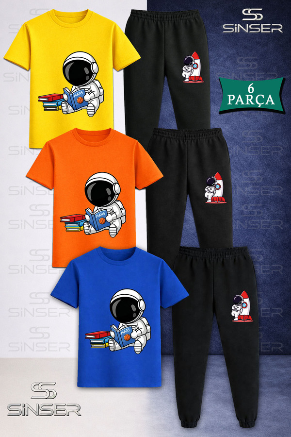 SS SİNSER Çocuk ASTRONOT KITAP OKUYAN 3 Lü Tişort Eşofman Takımı