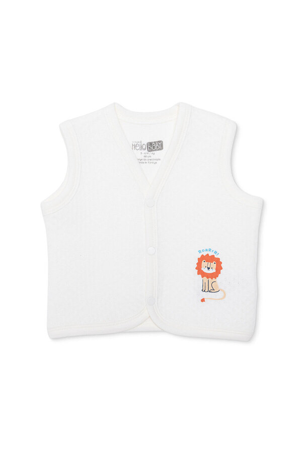 ebebek Hello Baby HelloBaby Erkek Bebek Kapitone Yelek Hayvan Baskılı Çıtçıtlı V Yaka Atlet