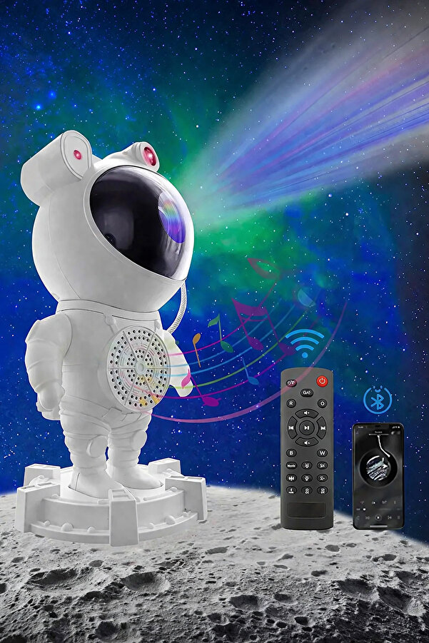 EXENAR Astronot Star Galaxy Projektör Gece Lambası Bluetooth Hoparlör Uzay Galaksi Yıldız Animasyon Kumanda