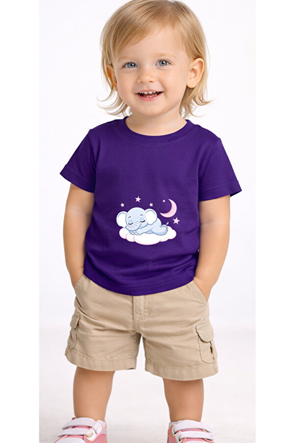petite pati Mor Filsleep Bebek Tişört %100 Pamuk Penye Çocuk Tshirt Baskılı