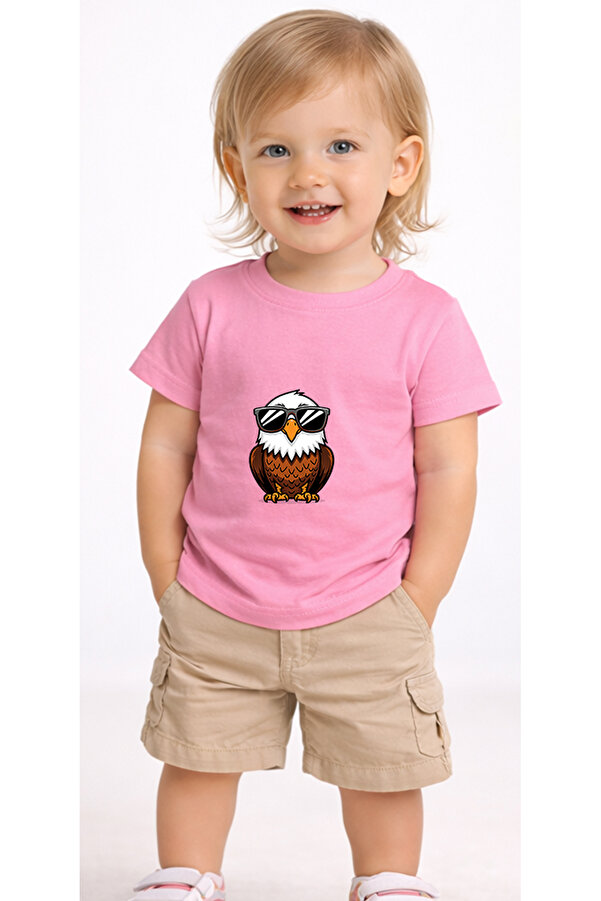 petite pati Pembe Eagleglasses Bebek Tişört %100 Pamuk Penye Çocuk Tshirt Baskılı