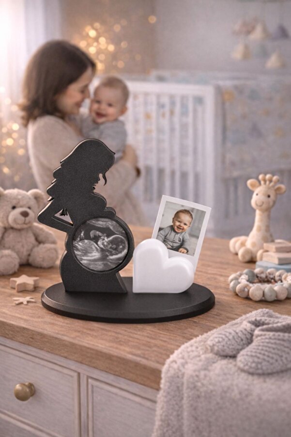 Minytrendy Hamile Anne Ultrason Fotoğraf Çerçevesi Kalpli Fotoğraf Tutucu Yenidoğan Hatırası Hamile Hediyesi