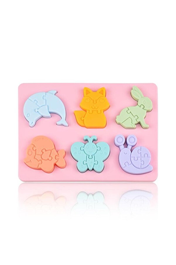 Myra Shop Pastel Renkli Silikon Deniz Hayvanları Puzzle -Çocuk İçin Zeka Geliştirici Eğitici Oyun Matı