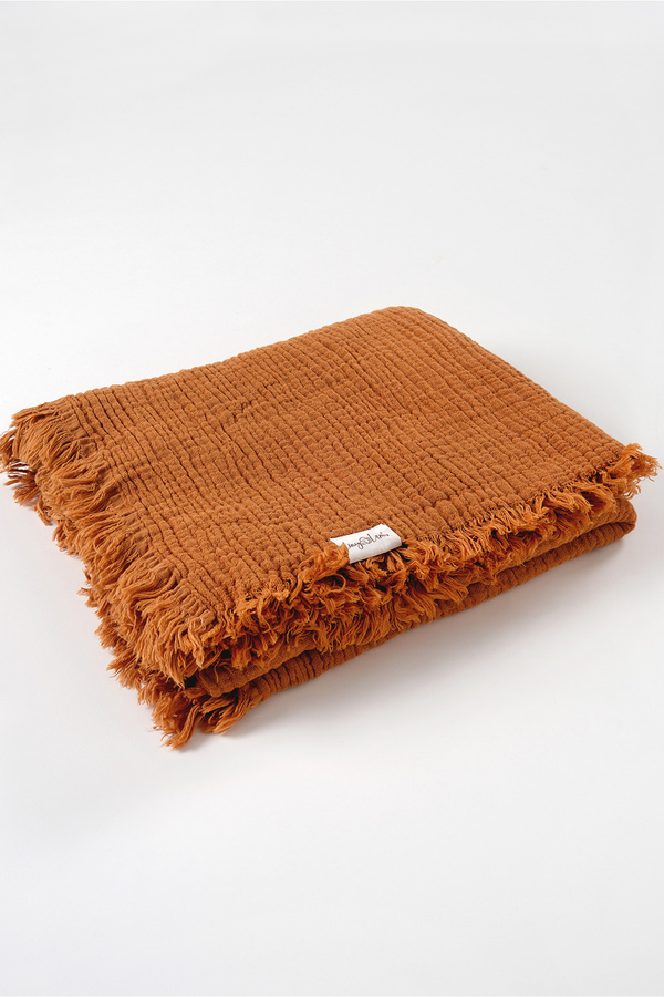 tinylamb 100x120cm Organik 4 Katlı Koyu Hardal Renk Müslin Battaniye Brighton