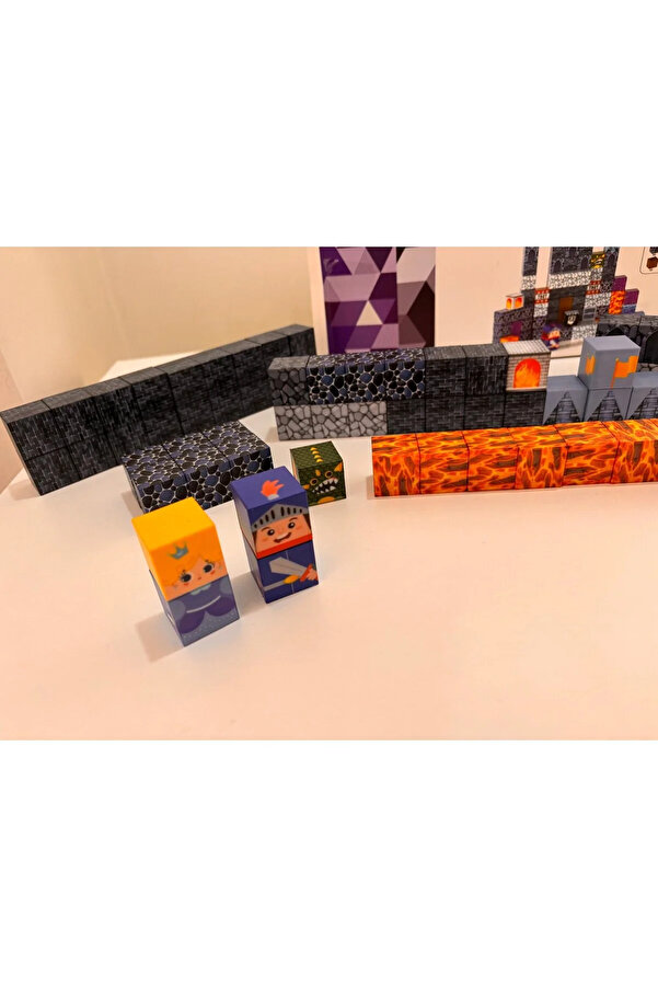 ToyznKidz Manyetik Küp Blok Mavi Kale Temalı Yapı Taşı 100 Parça,,,2.