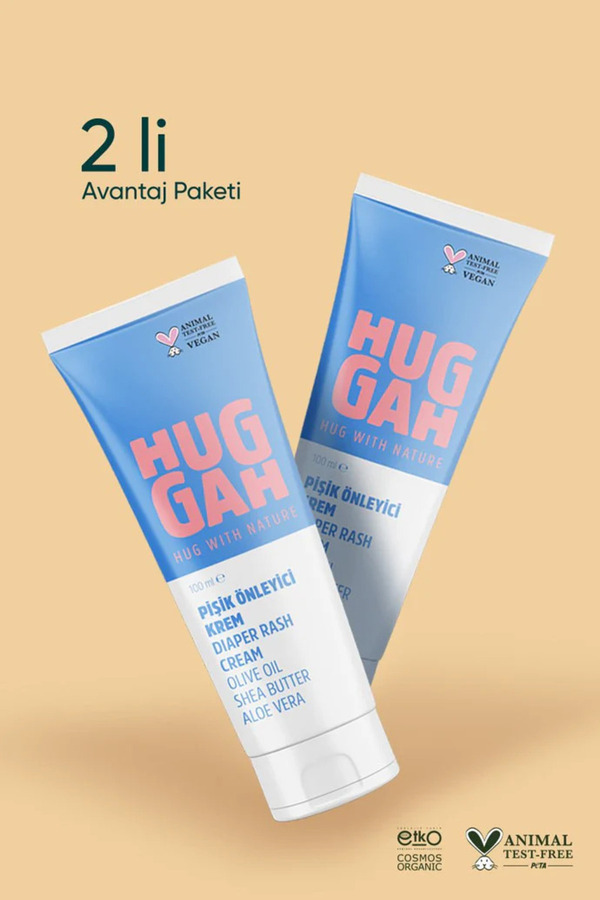 Huggah Organik Doğal Pişik Önleyici Bebek Bakım Kremi 100ml x 2 Adet