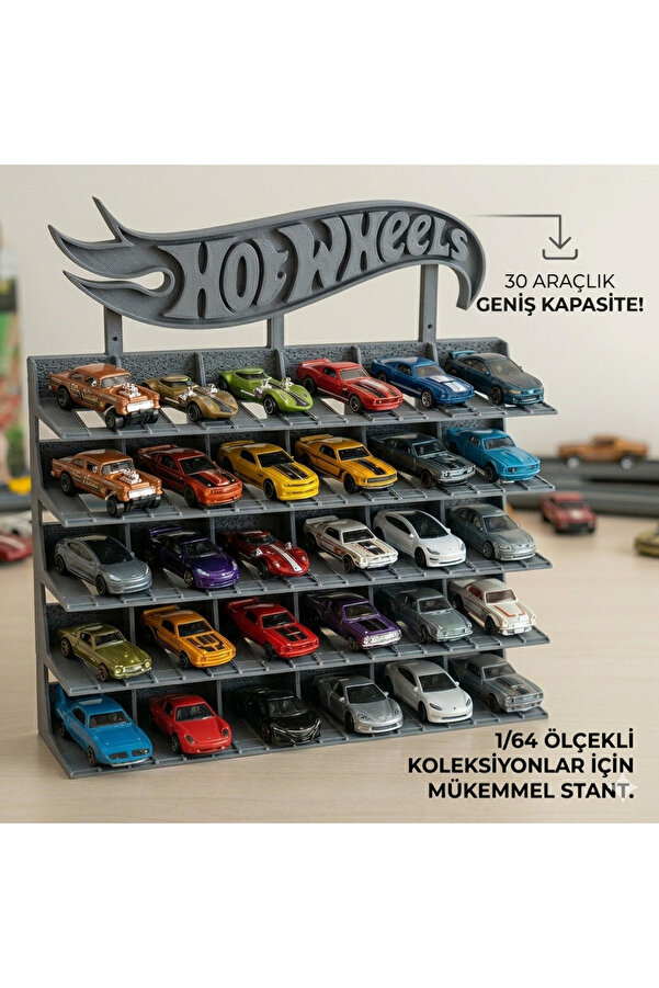 Plasfire 1/64 araç uyumlu tasarlanmış stand 30 adet araç alır