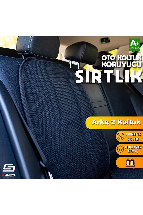 S Dizayn Oto Arka Koltuk Sırt Koruyucu Kılıf Siyah Universal 2 Parça A+ Kalite TOK-AKS-SY