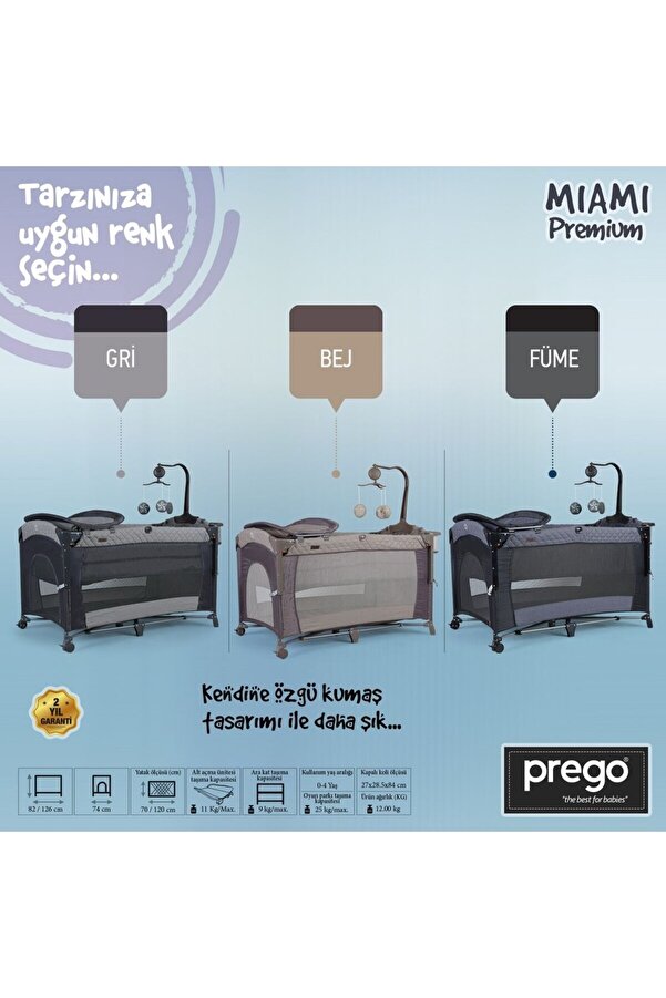 Prego Miami Park Yatak Anne Yanı Visco Yatak Hediyeli!