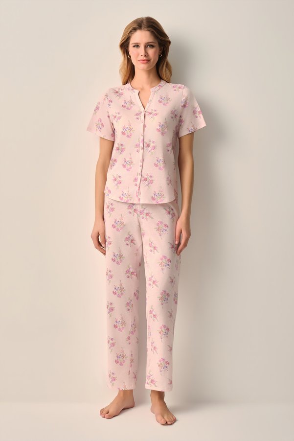 Suwen Alessi Cotton Shirt Collar Pajama Set