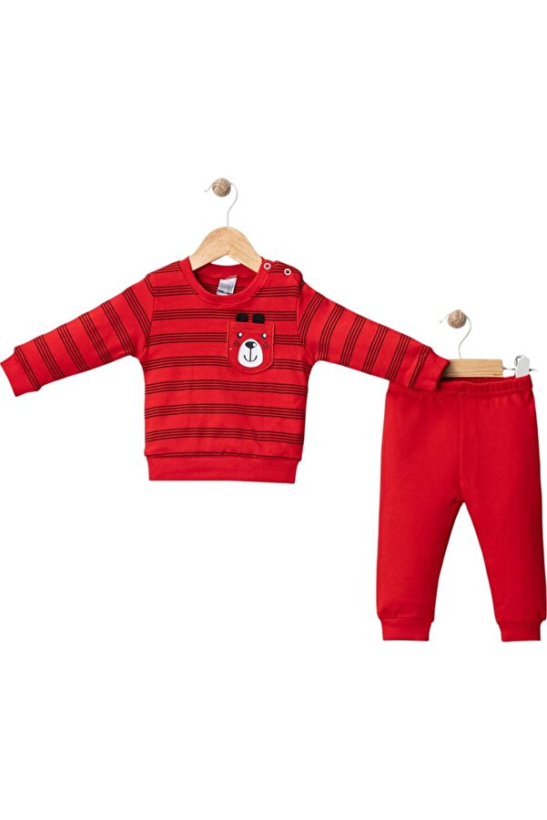 Asistiva 895214 ASKI CEPLİ ÇİZGİLİ TAKIM 9 Ay,12 Ay,18 Ay KIRMIZI