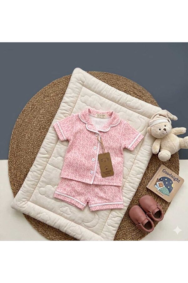 NOMİRO Kalp Baskılı Kız Bebek Pijama Takımı