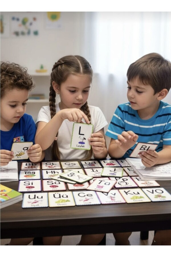 Mifella 29 Harf Ahşap Alfabe Kartları - Okul Öncesi Eğitici Harf Seti - Doğal Materyal Eğitici Oyuncak