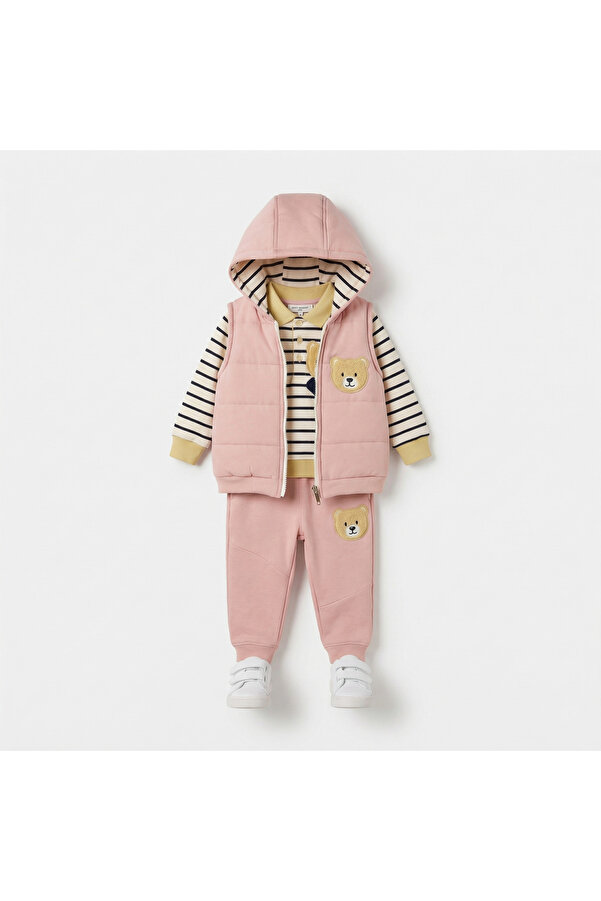 artemoris Ayıcıklı Çizgili Kapşonlu 3'lü Takım