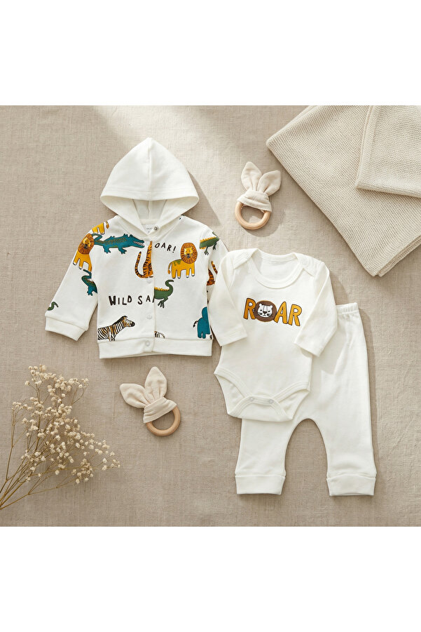 artemoris Erkek 3/9 Ay Safari Hayvan Baskılı 3'lü Takım