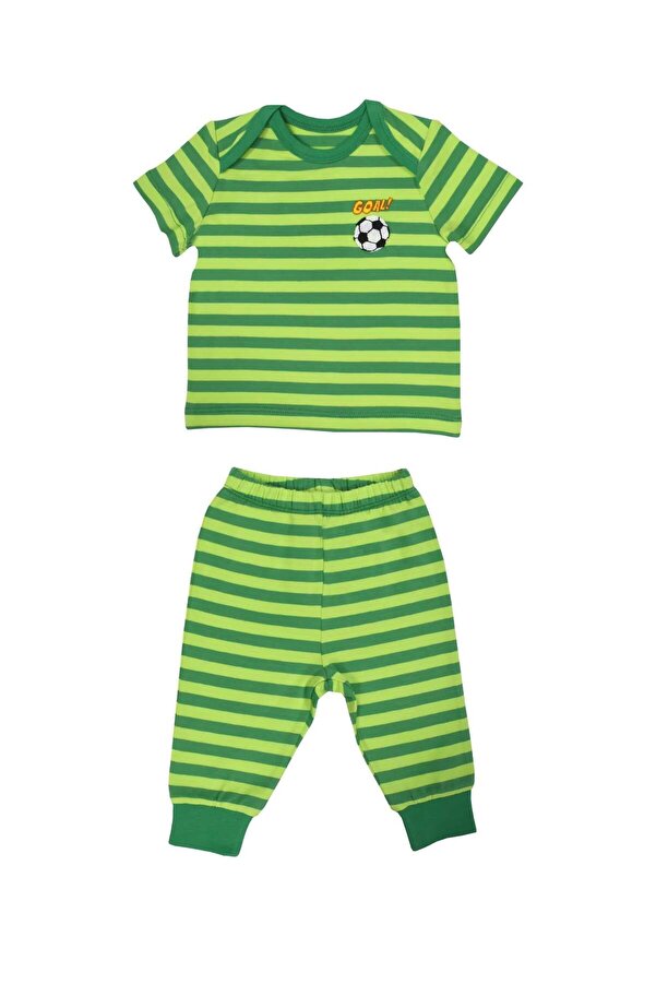 OrganicKid Summer Erkek Bebek Yeşil Kısa Kol Pijama Takımı
