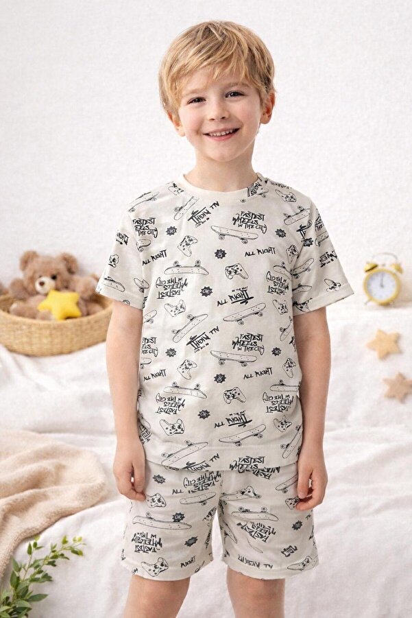 MiniBou Erkek Bebek Çizgili Pamuklu Alt Üst Pijama Takımı