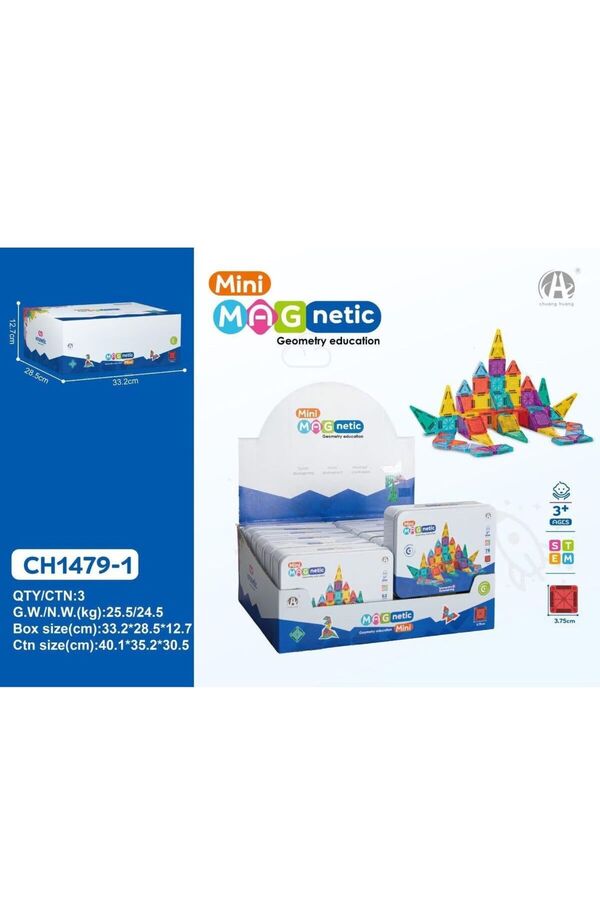 CMS MAGNETICS Orijinal Oydaş Oyuncak 78 parçadan oluşan 3.75cm Mini Magnetic Blok Metal Kutu seti